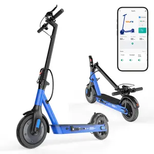 10 Inch Electric Scooter for Adults 350W Brushless Motor V9 Solid Tires 20 Mile Range 19MPH Speed 3 Speed Modes Foldable City Commuter App Control Lights