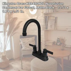 212 MAIN NuvoFusion KB8490NDL Modern Solid Brass Washerless Centerset Bar & Sink Faucet, Matte Black, 15.51x9.78x2.51 in, Centerset Sink Faucet