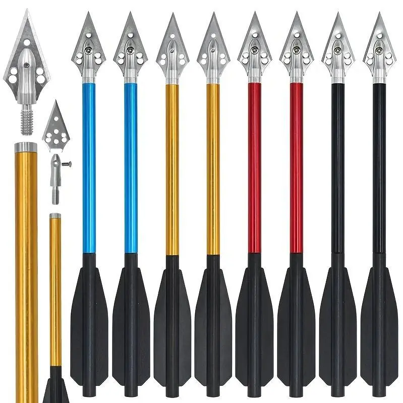 6pcs Aluminum Alloy Bow And Arrow Set - 6.7 Inch Crossbow Arrows, 50-80lb Weight Capacity, Multiple Colors Available, Suitable for Adult Shooting, Hunting And Target Training