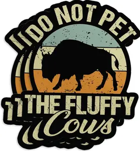 3pcs Do Not Pet The Fluffy Cows Stickers, Funny Farming sticker for Laptop Water Bottle Book Phone