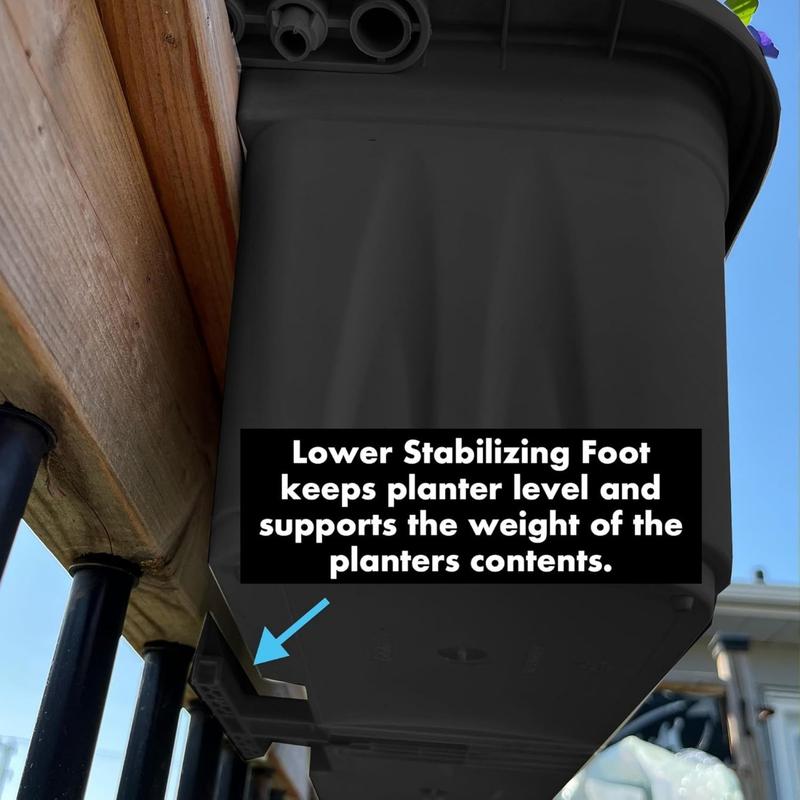 24" Adjustable Railing Planter, UV Resistence, With Drainage Hole,For Any Sized Deck or Fence Railing, Black