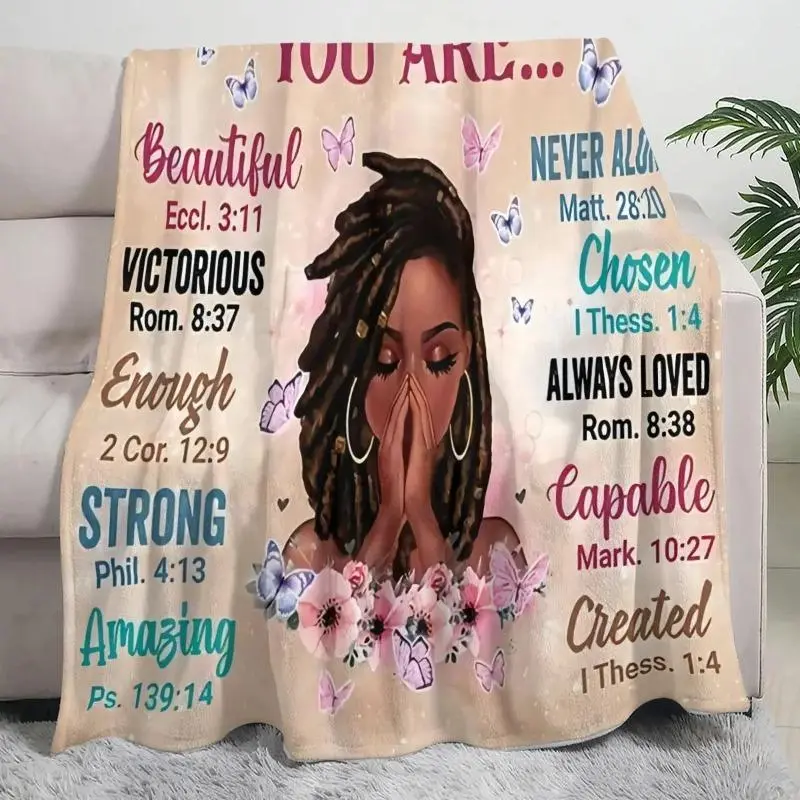 Slogan Print Inspirational Throw Blanket Ultra Soft Cozy Warm Bedroom Couch Sofa Home Office Air Conditioning Decor Decorative Throw Perfect Birthday Gift Christmas Gift Halloween Gift for Friends Women Casual Comfy Bedding Style