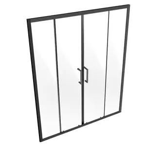 VEVOR Semi-frameless Shower Door, 57.8-59 W x 70 H in, Double Sliding Glass Door with 1/4 in(6mm) Clear Tempered Glass, Waterproof Shatterproof Stainproof with Stainless Steel Hardware, Matte Black