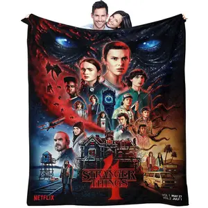 Stranger Things Season 4 Theme Flannel Blanket, Murder House Clock Print Decorative Blanket, Cozy Soft Warm Throw Blanket, Ideal for Fans, Perfect Gift for Living Rooms, Bedrooms, Offices, Collectible Item and Episode Collectors, Decorative Addition
