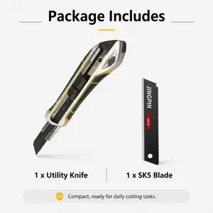 TOOLAZO 18mm Heavy Duty Retractable Utility Knife, Foldable Zinc Alloy Box Cutter with SK5 Snap-Off Blade, Safety Lock, Pocket Clip, Portable Cutter for Cardboard, Packaging, Office & Home Use