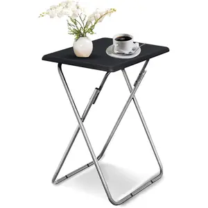 Folding TV Tray Table,TV Dinner Table with Sturdy MDF Top,Eating Trays for Living Room with No Assembly Required, 15 x 18.9 x 26 in(Black,1PC)
