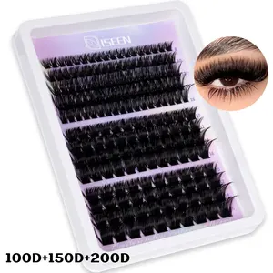 Lash Clusters Kit Natural Individual Lashes Wispy Eyelash Extensions 8-16mm DIY Lash Extension Kit, Thick Fluffy Volumized False Eyelashes Kit Eyelash Set