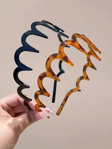 2pcs Wave Zigzag Headbands, Non-Slip Hair Accessories, Unisex Hair Care Gear, Simple Design, Secure Hairstyle, Face Washing Headband, Workout Headbands