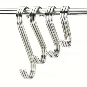 Stainless Steel S Shaped Hook, 10pcs Multi-functional Metal Hanging Hook, Home Organizer for Kitchen, Bathroom, Planter, Outdoors