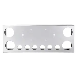 Semi Truck Rear Tail Light Panel Stainless Steel Chrome with Round Cutouts (Lights Not Included)