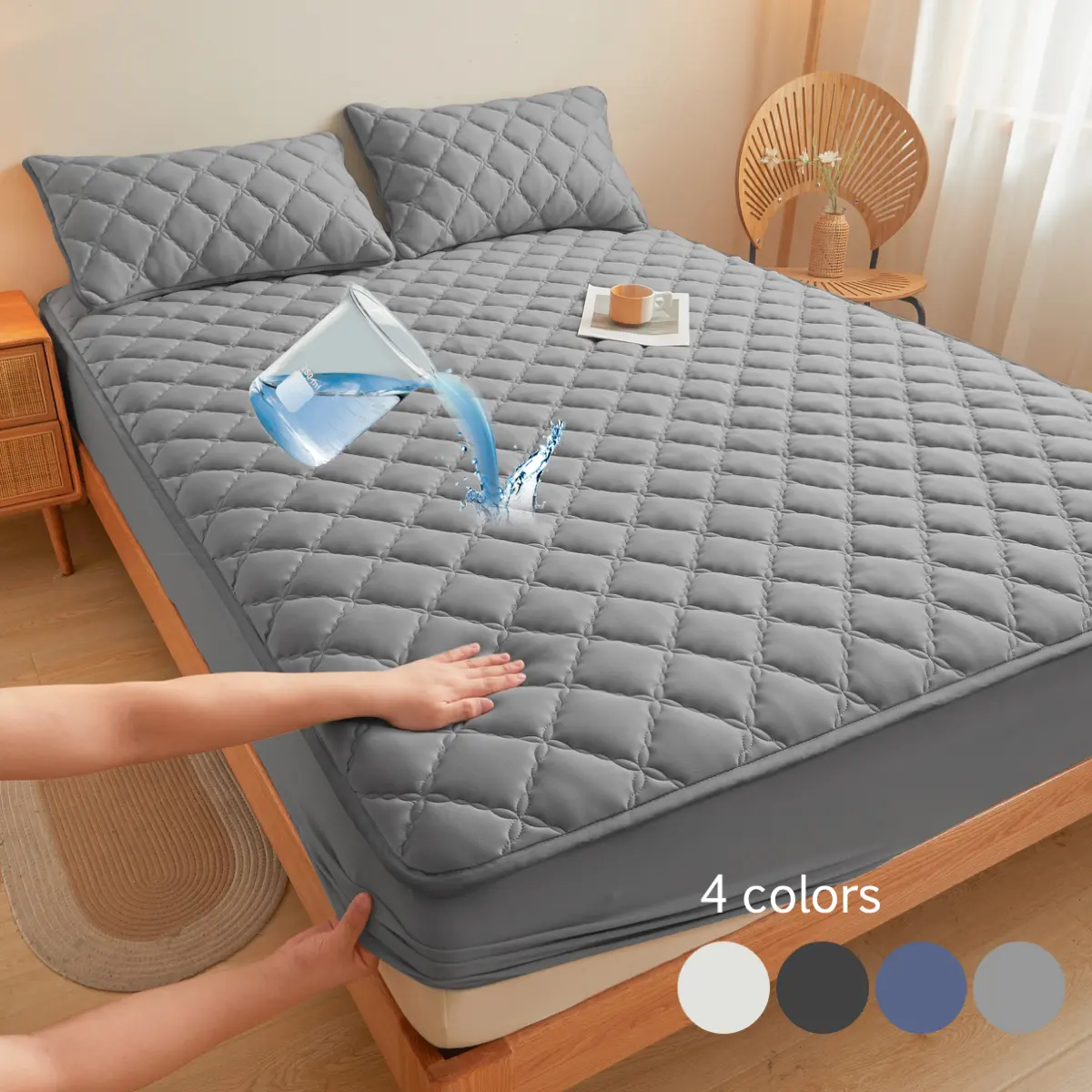 2pcs/3pcs waterproof and dirt-proof mattress cover Soft, comfortable and breathable mattress protector Suitable for bedrooms, guest rooms, apartments, schools and families with children, pets or the elderly Twin/Full/Queen/King  hotel mattress protection