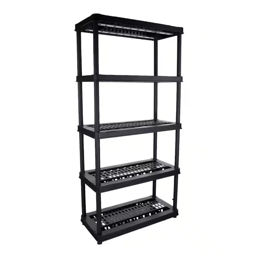 Heavy Duty 5-Tier Plastic Storage Shelving Unit, 36x18x73.5 in Black Standing Storage Rack for Home Organization