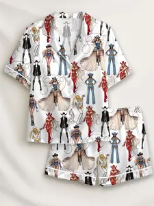 Rodeo Cowgirl Satin Pajama Set for Women, Western Country Girl Satin Sleepwear, Cute Cowgirl Satin Lounge Set