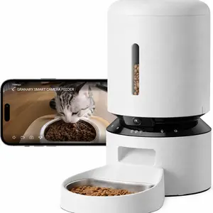 Automatic Cat Feeder with Camera, 1080P HD & Night Vision, 5GHz/2.4GHz WiFi & Cam Smart Pet Feeder with App Control, 2-Way Audio, Motion Alerts for Cats & Dogs, Stainless Steel Single Tray