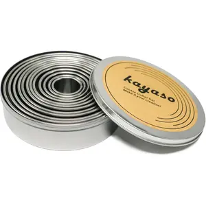 Round Cutters, Stainless Steel, 12 Pc Set, Graduated Sizes (Plain Edge)