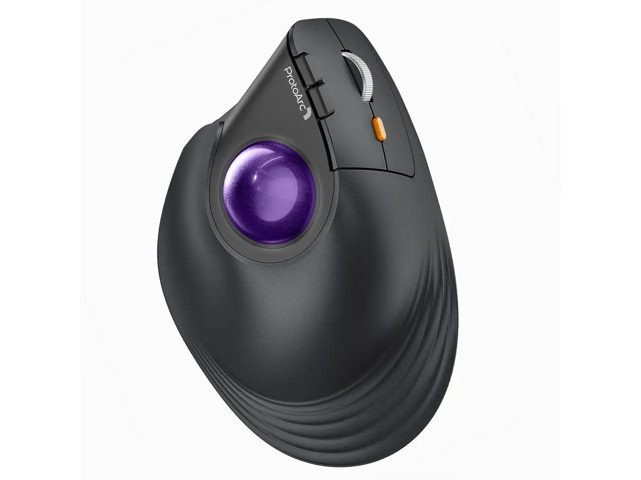 ProtoArc Vertical Wireless Trackball Mouse - Bluetooth Ergonomic Rollerball Mouse Rechargeable Computer Laptop Thumb Mice, 3 Device Connection, Compatible with iPad, Mac, Windows, PC, EM05 NL - Purple