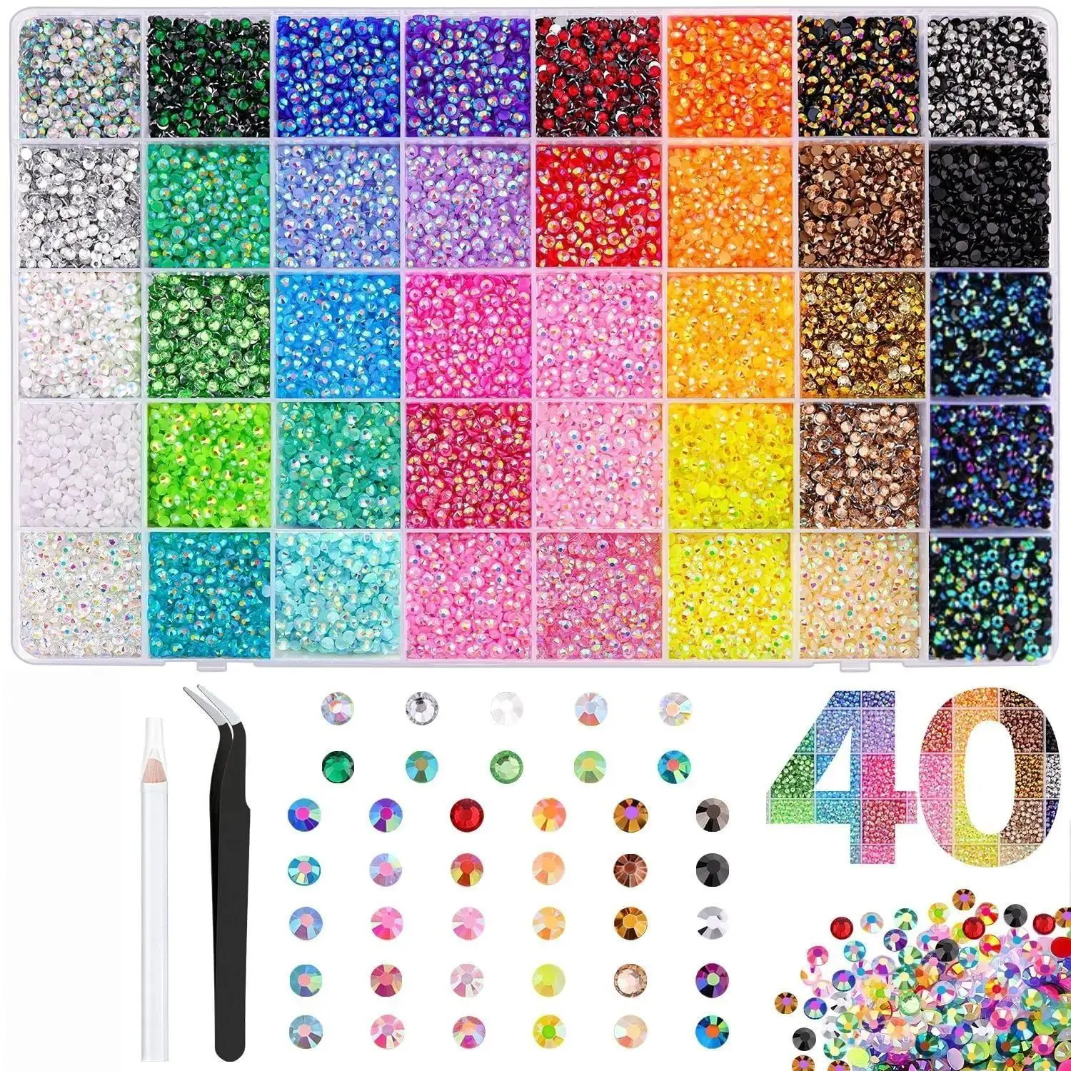 Rhinestone Bedazzling DIY Kit for Creative Crafting & Apparel Decoration, Mixed Resin Rhinestones, Tweezers, Pick-Up Pen & Gifted Tools, Ideal for DIY Projects & Crafting Accessories