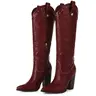 EROCALLI Women's Classic Mid-Calf Studded Cowboy Boots - Pointed Toe, Chunky Heel, Pull-On, Shoes for Women, Cowgirl Stuff, Western Stuff, All Seasons, Casual Booties for Dress, Wedding