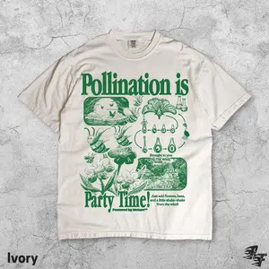 [SALE UP TO 40% ]  Bee Pollination Vintage T-Shirt, Retro Insect Flower Graphic Tee, 90s Botanical Science Nature Shirt, Wildflower Garden Biology Plant Gift