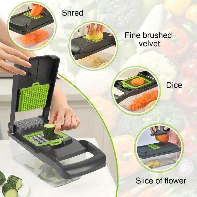 TAIMASI Vegetable Onion Chopper, Kitchen 16 In 1 Food Chopper 8 Blades Cutter With Container,Kitchen Vegetable Slicer Dicer Cutter