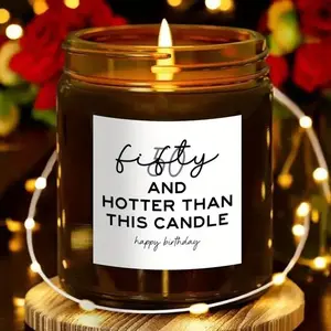 50th Birthday Candle Label Sticker, 20pcs/set Funny Birthday Candle Sticker, Decorative Sticker for Home Party, Gift for Friend, Teacher and Colleague, Ornaments, Halloween