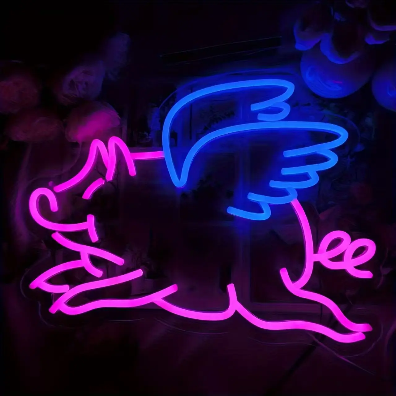Flying Pig Neon Sign - Room Decor, Bedroom Accessories - Easy Installation, Compact Size for Small Spaces - Low-Light Visibility summerwins,summerwins