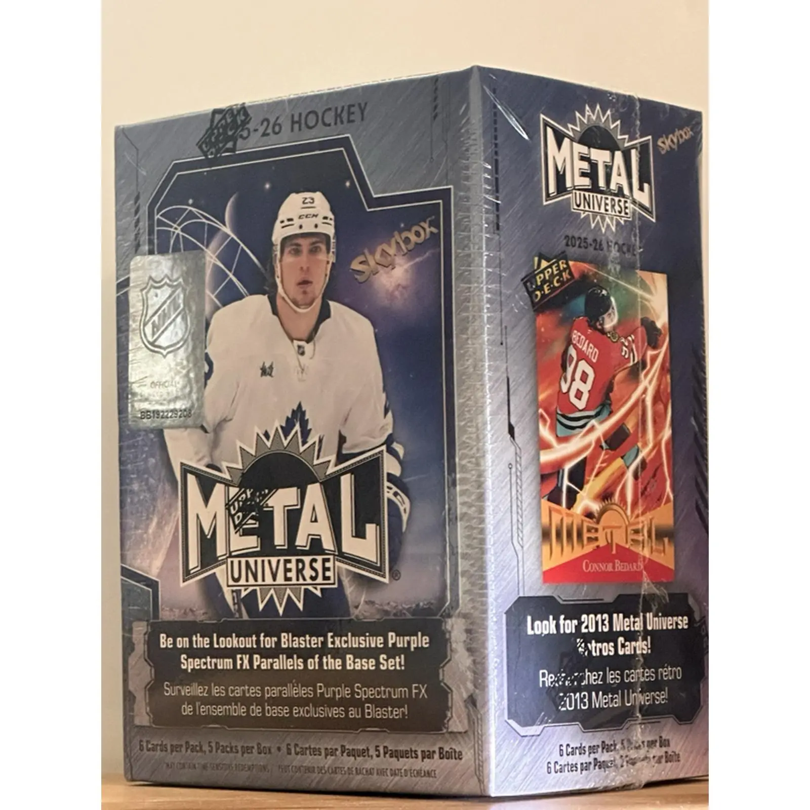 Skybox Metal Universe 2023-24 Hockey Blaster Exclusive Purple Spectrum FX Parallels Base Set 5 Cards per Pack