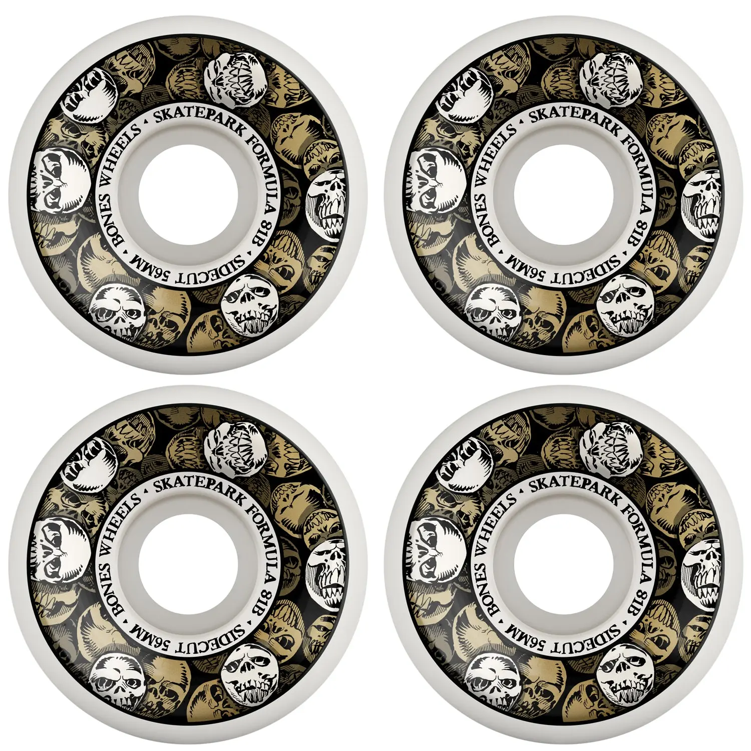 Bones Skateboard Wheels 56mm Skatepark Formula P5 Sidecuts 81B (101A) White