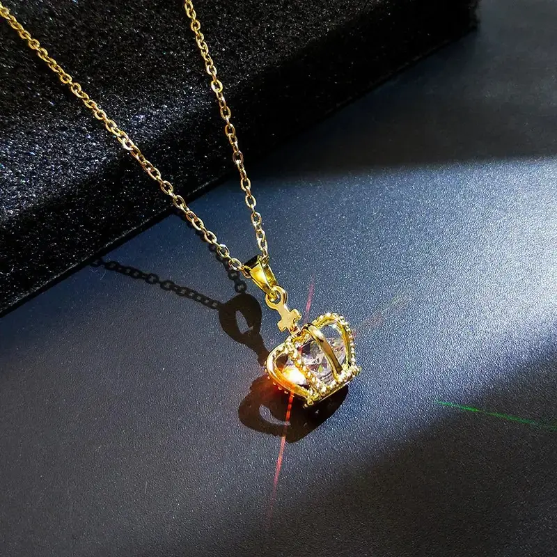 Gold Crown Statement Necklace, Birthday Gifts Anniversary Gifts Necklace for Women Girls