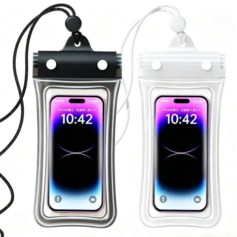 2PCS Waterproof Phone Pouch,  Clear Waterproof CellPhone Case Lanyard for iPhone Galaxy Up To 7",InflatableEdge Better Buoyancy, Essential Dry Bag for WinterSwimming, Cruise Ship, Diving, Kayaking, Soak in hotsprings, SPA