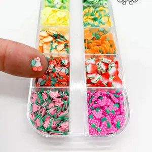 12 Pack MINI FRUIT SLICES polymer clay Shape Glitter (Collection #2)