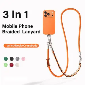 Three-In-One Detachable Durable Phone Lanyard, Adjustable Camera Wrist Strap, Crossbody Braided Hanging Rope, Neck Pendant for All Phones, Mobile Accessories