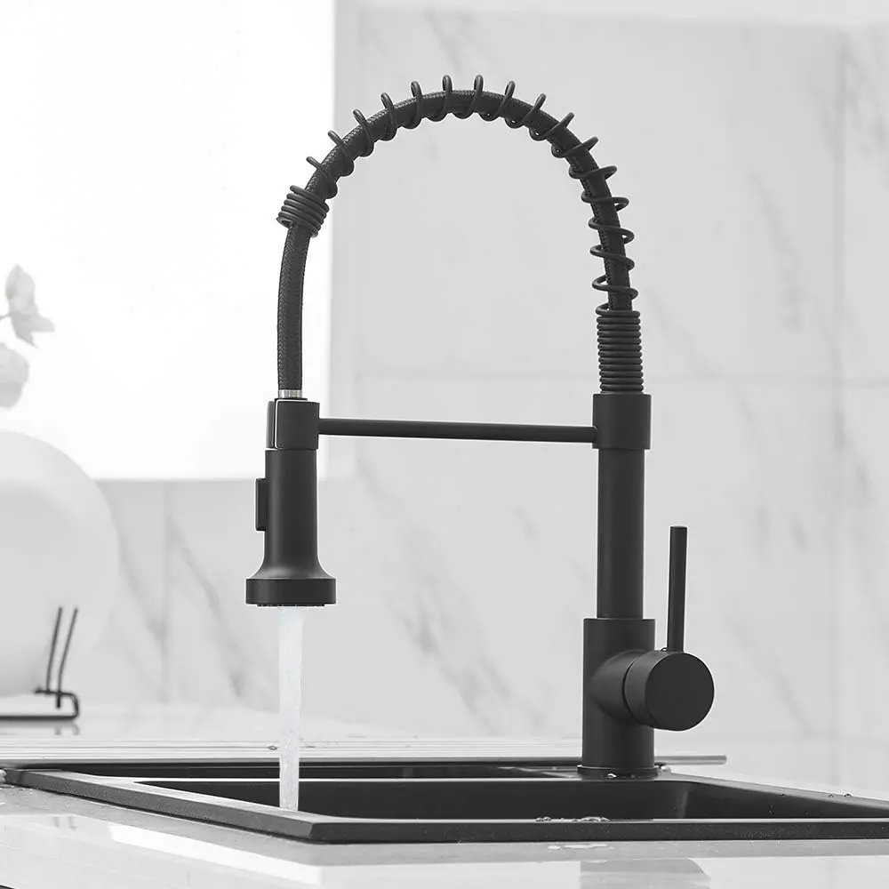 Kitchen Faucet with Pull-Down Spray Head, Stainless Steel Single Handle Cold Hot Dual Control Spring Tap, Ideal for Kitchen RV Boat Camper Laundry Room