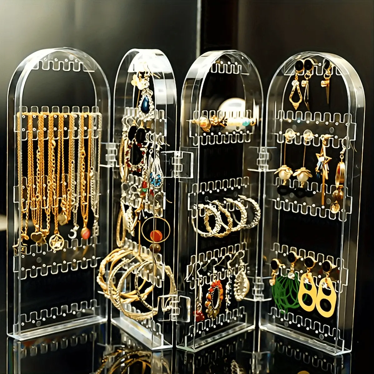 240-Holes+128-Grooves Transparent Plastic Earring Display Stand, Large Capacity Jewelry Storage Box, Multi-Purpose Organizer For Small Business Owners/Shops/Retailers, Clear Acrylic Earring Holder