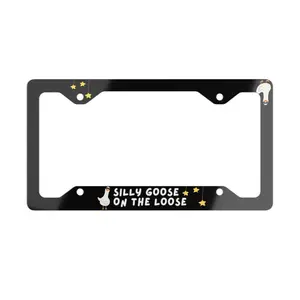 Silly Goose on the Loose License Plate Frame Black, Best Friend bff Gift Funny, New Car Gift Accessory