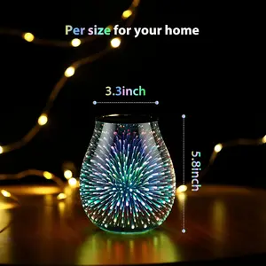 Glass Electric Wax Melt Warmer Oil Burner with Stable Heating PTC Reusable Silicone Tray 7 Colorful Changing LED Light Night Light Scent Warmer for Home Fragrance Firework