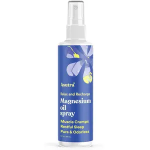 ASUTRA Zechstein Pure Magnesium Oil Spray for Feet and Leg Cramps, Topical Magnesium Spray for Tired Muscles and Better Sleep, Concentrated Sensitive Skin Formula, Less Sting Less Itch (4 Fl Oz)