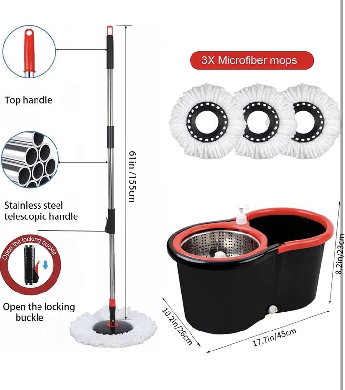 360 Spin Mop & Bucket System | Microfiber Floor Cleaning Set | Easy Wring