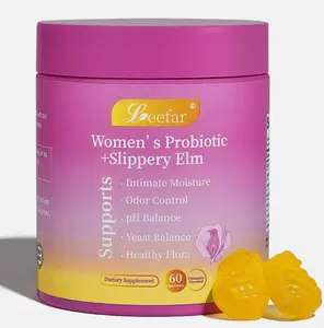 LEEFAR Women's Probiotic Gummies With Slippery Elm - Supports PH Balance Digestive & Immune System Health - Tropical Pineapple Flavor 60 Gummies