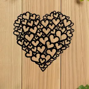 Heart Shaped Wall Art, 1 Count Iron Decorative Wall Decor, Wall Hanging Decor for Home Living Room Bedroom