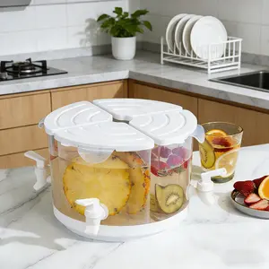 Detachable Rotating Cold Water Bucket, Home 4-Compartment Drink Dispenser, Milk Flower Tea Storage Container, Household Four Compartment Jug