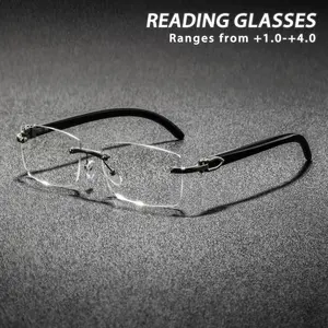 Men's Metal Square Frameless Reading Glasses, Vintage Simple Style, Fashionable Old Readers, Casual Luxury Eyewear, High Quality Eyewear, Rimless Eyeglasses