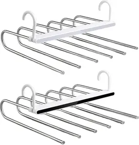 6-Tier Multifunctional Pants Hanger, Space Saving Wardrobe Storage Organizer for Jeans, Leggings and Trousers, Closet Home Organization Essential#SummerVibes