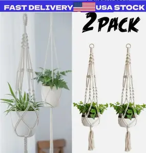 2 Pack Plant Hanger Flower Pot Plant Holder Large 4 Legs Macrame Jute 41 Inch US