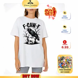 (Comfort.Colors) Black Crow, F-Caw-F Funny Black Bird T-Shirt, Halloween Gifts