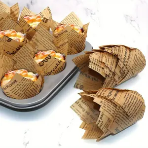 100 Pieces Tulip Cupcake Liners Baking Cups Non-Stick Paper Cake Muffin Wrappers Suitable for Weddings Birthdays Parties