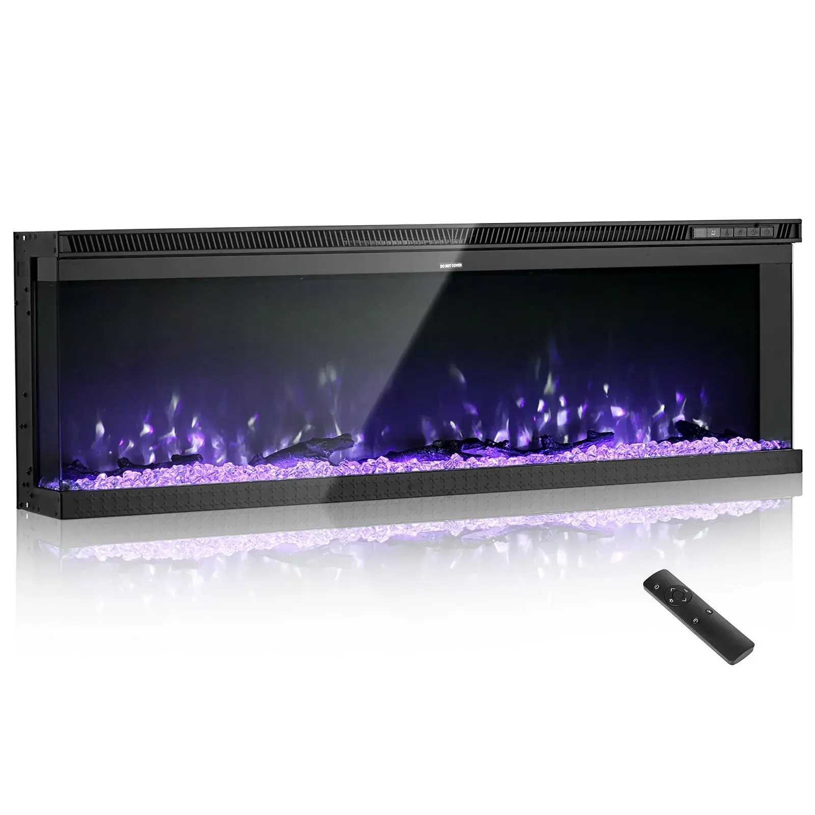 【Summerfinds】VEVOR 72 inch Electric Fireplace,Three-Sided Glass Wall Mounted Recessed Fire Place with Remote ControlTimer1500WAdjustable Flame Color Brightness,Overheat Protectionfor Living Room,Bedroom