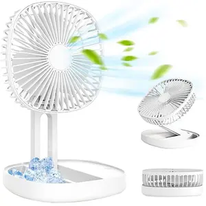 Portable Pedestal Fan/USB Desk Fan- Foldaway Standing Fan Foldable Desk Fan, 1200Mah Rechargeable Battery,185° Rotation, Battery Operated & Rechargeable Can Be Sprayed And Fragrant, Control Telescopic 3 Speed Multifunctional Fan For Home Outdoor Camping