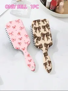 Leopard Print Bow Cushion Hair Brush, Cute Mini Detangling Comb, Smooths Hair & Soothes Scalp, Portable for Home, Travel & Daily Use