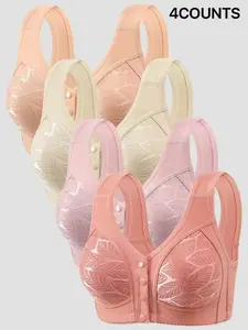 Women's Lace No Underwire Front Buckle Push-Up Bra Set, Elegant Chic Seamless Comfort Fit, Breathable Soft Fabric, All Season Wear, Breathable Seamless Bras